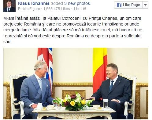 Presedintele Iohannis despre printul Charles: 