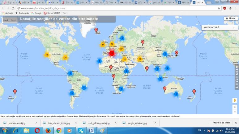 Alegeri parlamentare: Hartă interactivă pentru votanţii din diaspora