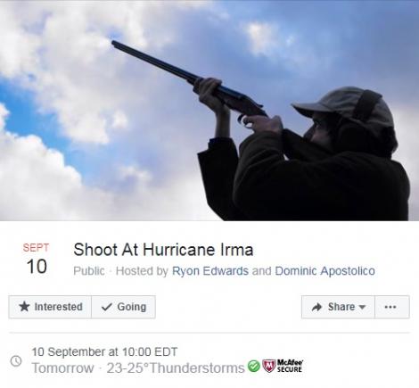 Apel neobişnuit al unui şerif din Florida: Nu împuşcaţi uraganul Irma!