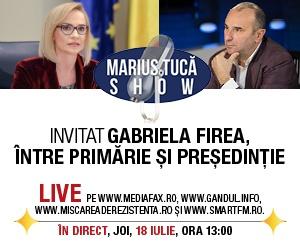 Marius Tucă Show, joi de la ora 13:00. Invitată: Gabriela Firea, Primarul General al Capitalei