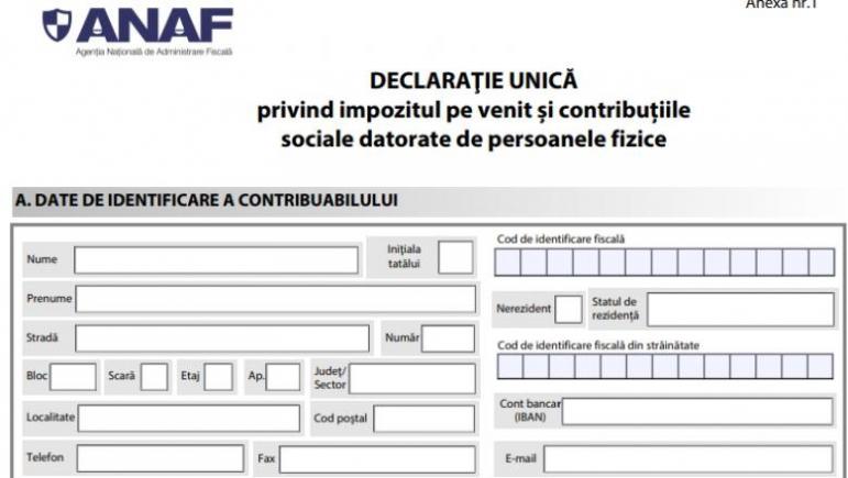ANAF: Declarația unică se depune până la 25 mai 2020