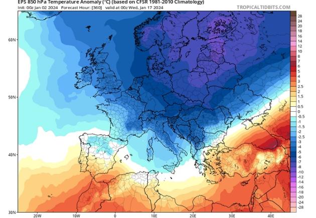 Vortexul polar aduce temperaturi scăzute în Europa