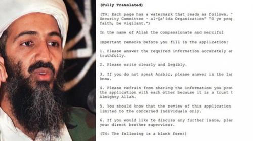 Document SECRET, declasificat de guvernul american. Cum arată formularul de recrutare al grupării Al-Qaeda