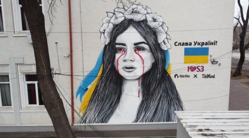 „Lacrimile Ucrainei” se văd pe peretele unui liceu din Capitală