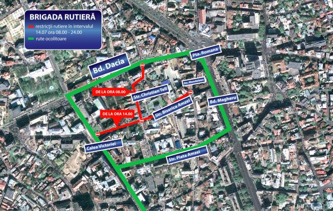 TRAFIC RESTRICȚIONAT în Capitală, de Ziua Națională a Franței. Ce zone sunt afectate