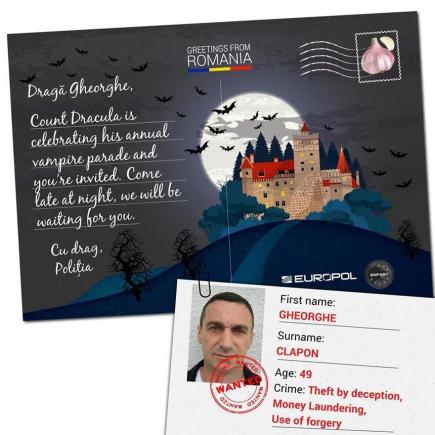 Europol: Cărți poștale pentru prinderea celor mai căutați infractori din Europa!