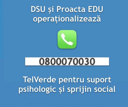 DSU a lansat un TelVerde destinat suportului psihologic și sprijinului social