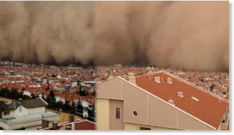 Fenomen meteo rar: Furtună de nisip însoțită de fulgere, la Ankara (VIDEO)