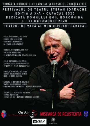 Festivalul de Teatru ”Ștefan Iordache”, de la Caracal, în perioada 6-11 octombrie. Ediție dedicată lui Emil Boroghină