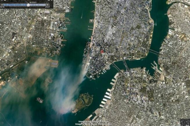 Imagini surprinse de Google Earth din timpul atentatelor din 11 septembrie 2001, făcute publice