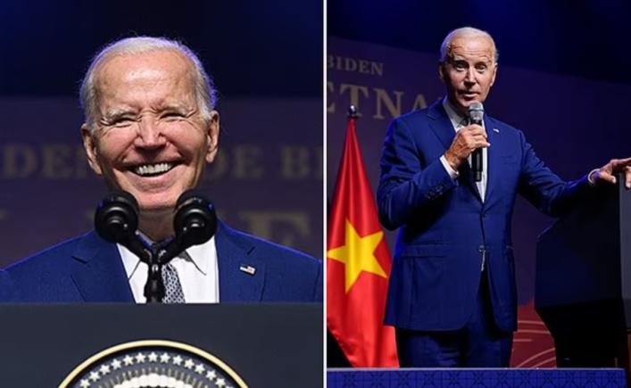 Biden îi numește pe cei care neagă schimbarea climatică „soldați ponei cu față de câine mincinos” și vorbește despre „indieni” și John Wayne la o conferință de presă în Vitenam