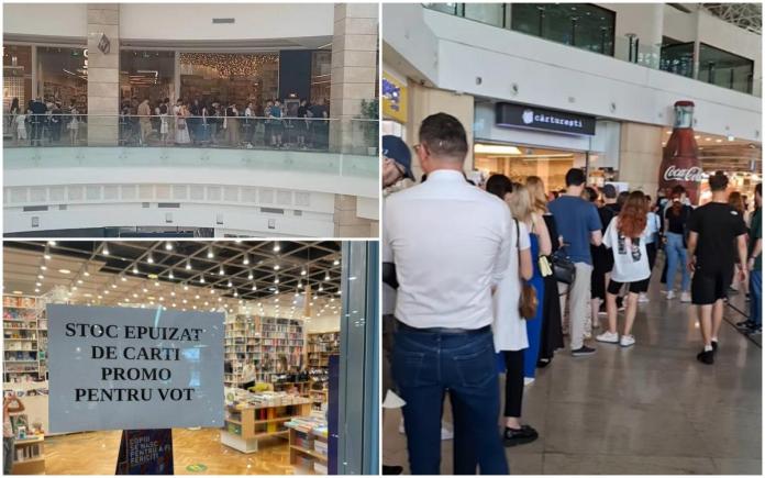 Cozi la librăriile Cărtureşti din Capitală, după ce au anunţat că oferă o carte gratis pentru cei care au mers la vot!