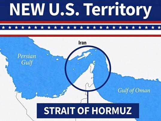 Donald Trump a publicat o hartă a strâmtorii Ormuz pe care o prezintă drept „teritoriu american”
