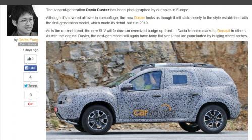 Fotografii-spion cu noua Dacia Duster, ce va fi lansată în 2016
