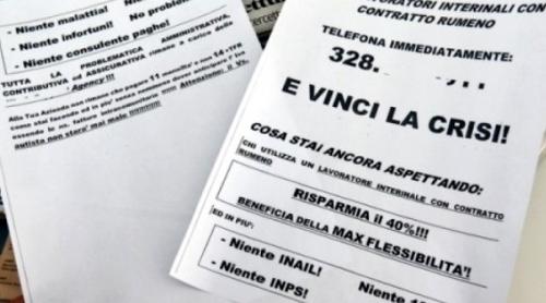 Scandalul muncitorilor ”low cost”. Contracte româneşti pentru muncitori italieni angajaţi în Italia 