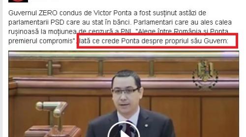 Gest incredibil al Partidului Național Liberal. PNL a postat pe Facebook un videoclip FALSIFICAT cu Victor Ponta (VIDEO)