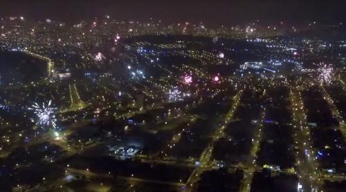 VIDEO: Focuri de artificii, filmate cu drona, în noaptea de Anul Nou