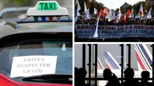 GREVĂ GENERALĂ în Franța! Școli închise, curse aeriene anulate. Profesorii, taximetriștii și medicii protestează azi în toată țara
