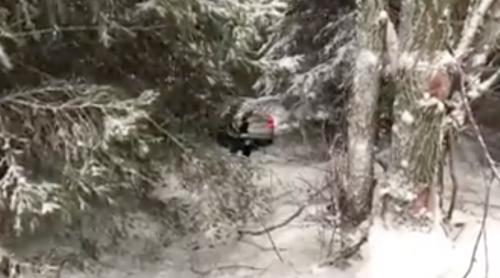 Accident la munte! Viscolul și ninsoarea crează probleme șoferilor (VIDEO)