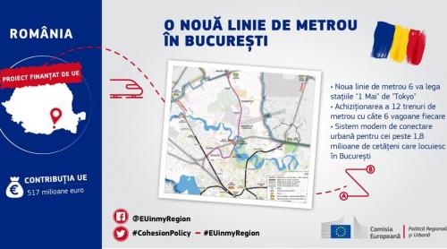 Finanțare de peste o jumătate de miliard de euro pentru magistrala de metrou M6, aprobată de Corina Crețu