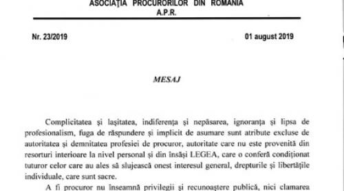 Asociația Procurorilor din România: Niciun procuror nu trebuie să fugă de răspundere!