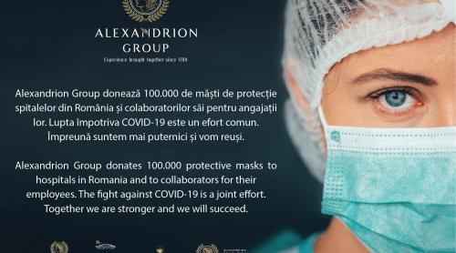 Alexandrion Group se alătură luptei națională împotriva COVID-19 prin donarea a 100.000 de măști de protecție