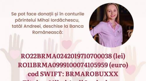 Donează pentru Andreea în conturile deschise la Banca Românească pe numele tatălui ei