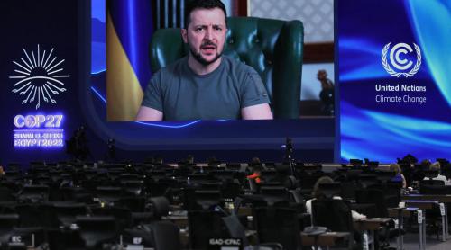 Zelensky la Cop27: pentru a rezolva criza climatică este necesară încheierea războiului din Ucraina