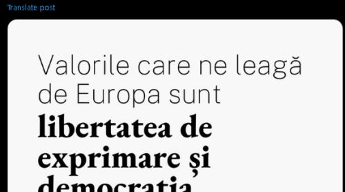 Ambasada SUA în România: ”Valorile care ne leagă de Europa sunt libertatea de exprimare și democrația”