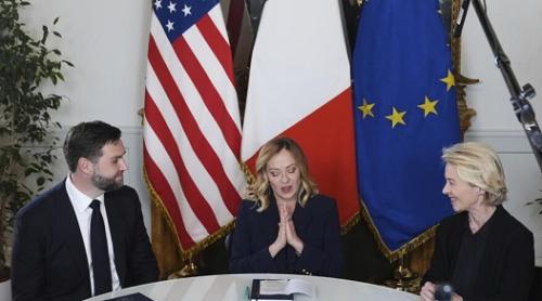 Giorgia Meloni i-a primit la Roma pe Ursula Von Der Leyen și JD Vance 