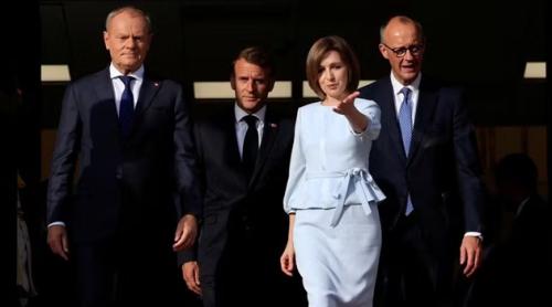 Trio-ul Macron-Merz-Tusk sprijină aderarea Moldovei la UE și denunță ingerința Rusiei