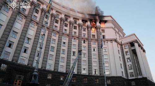 Clădirea principală a guvernului de la Kiev lovită de drone și rachete rusești