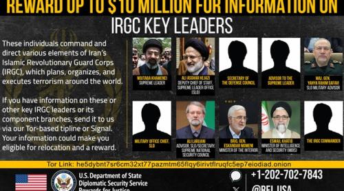 SUA oferă recompense de 10 milioane de dolari pentru informații despre 10 lideri iranieni