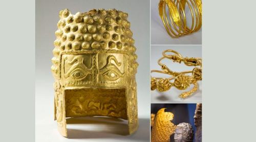 Coiful de la Coțofenești și două dintre brățările de dacice recuperate în Olanda după jaful care a șocat România