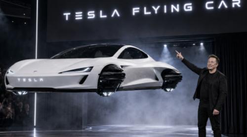 Musk a lansat prima mașină din lume care zboară - noul Tesla Roadster a mers cu roțile în sus și a sărit prin aer peste un camion. Video
